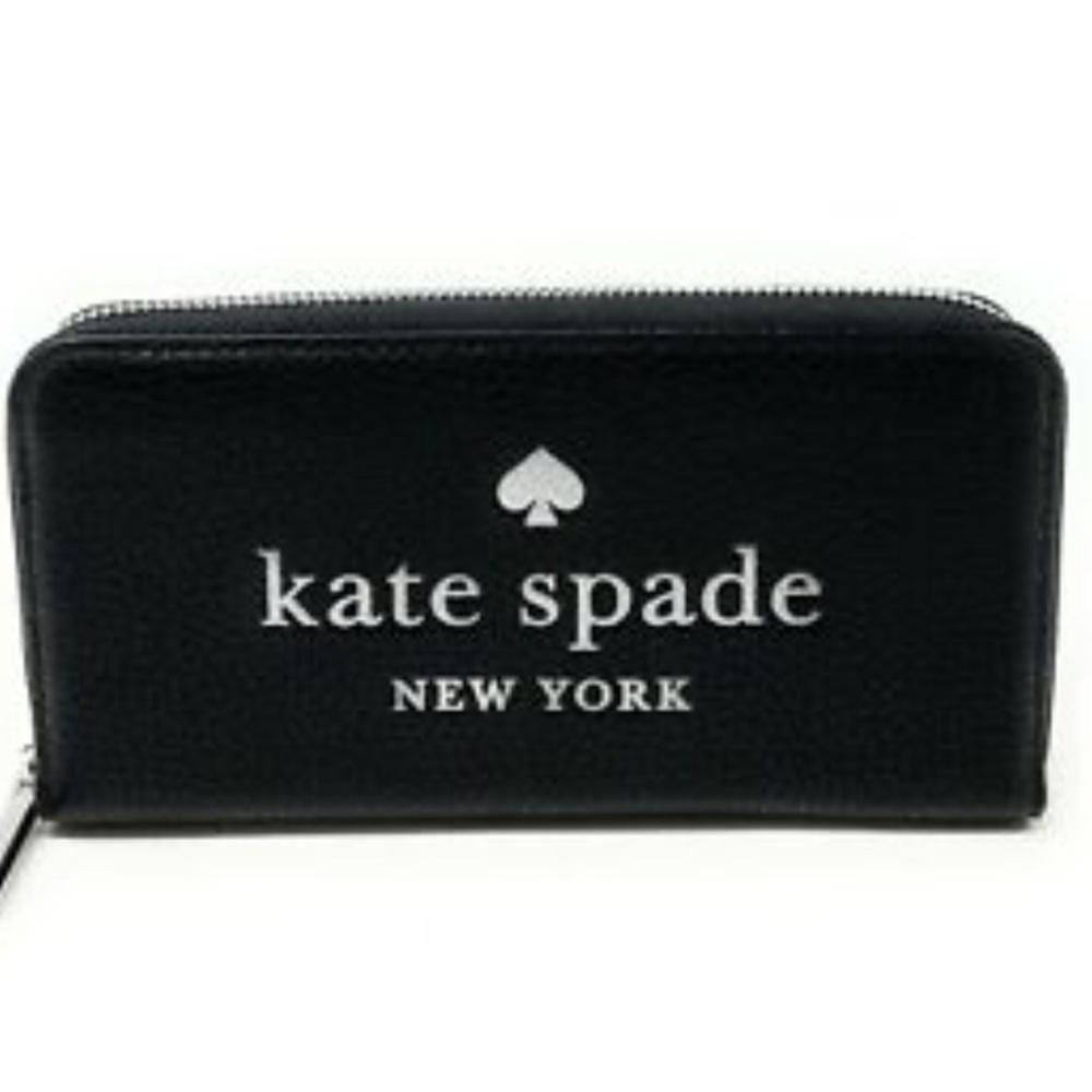 NWT Kate Spade Embossed Large Continental Black Leather Wallet